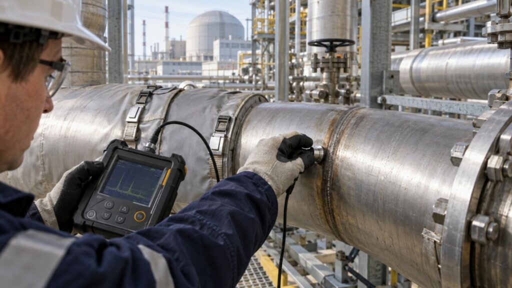 Sonde et appareil de mesure sur une jonction de conduite en maintenance nucléaire