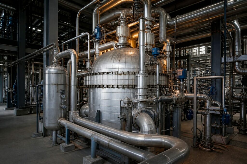Industrielle katalytische Methanolsynthese in einem Edelstahlreaktor