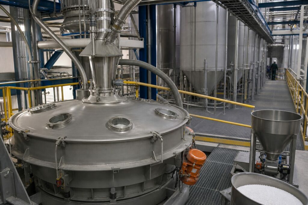 Vibrationssieben und Silolagerung von trockenem PVC-Harz