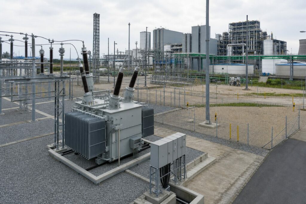 Transformateur et appareillage relient les circuits du site d’électrolyse