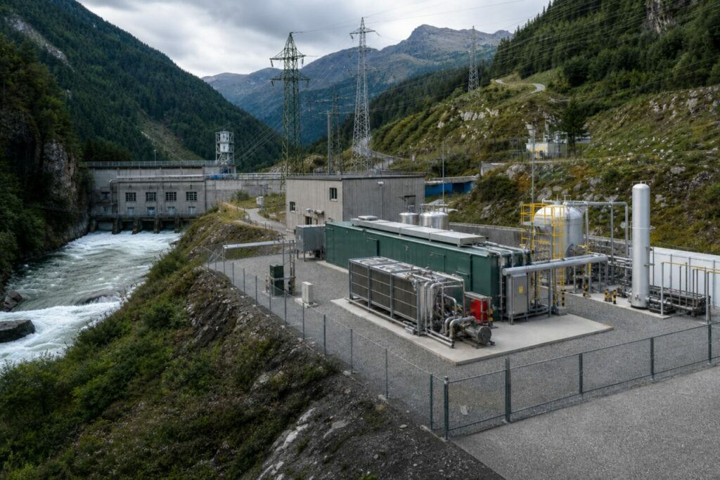 Enceinte de production d’hydrogène près de la rivière