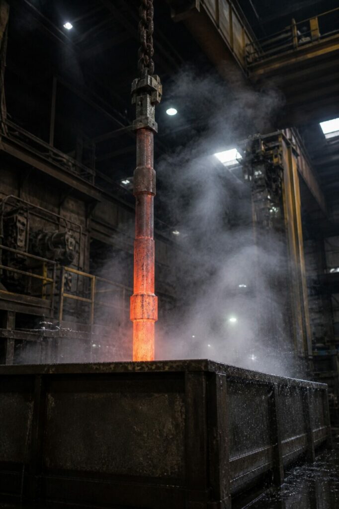 Eine hängende Welle durchquert die Dampfsäule über dem Becken